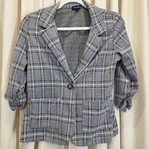 Originality Black Brown Gray Small Strechy 3/4 Sleeve Blazer‎